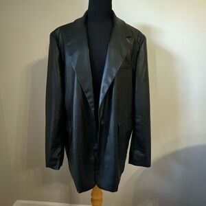 Black Faux Leather Blazer